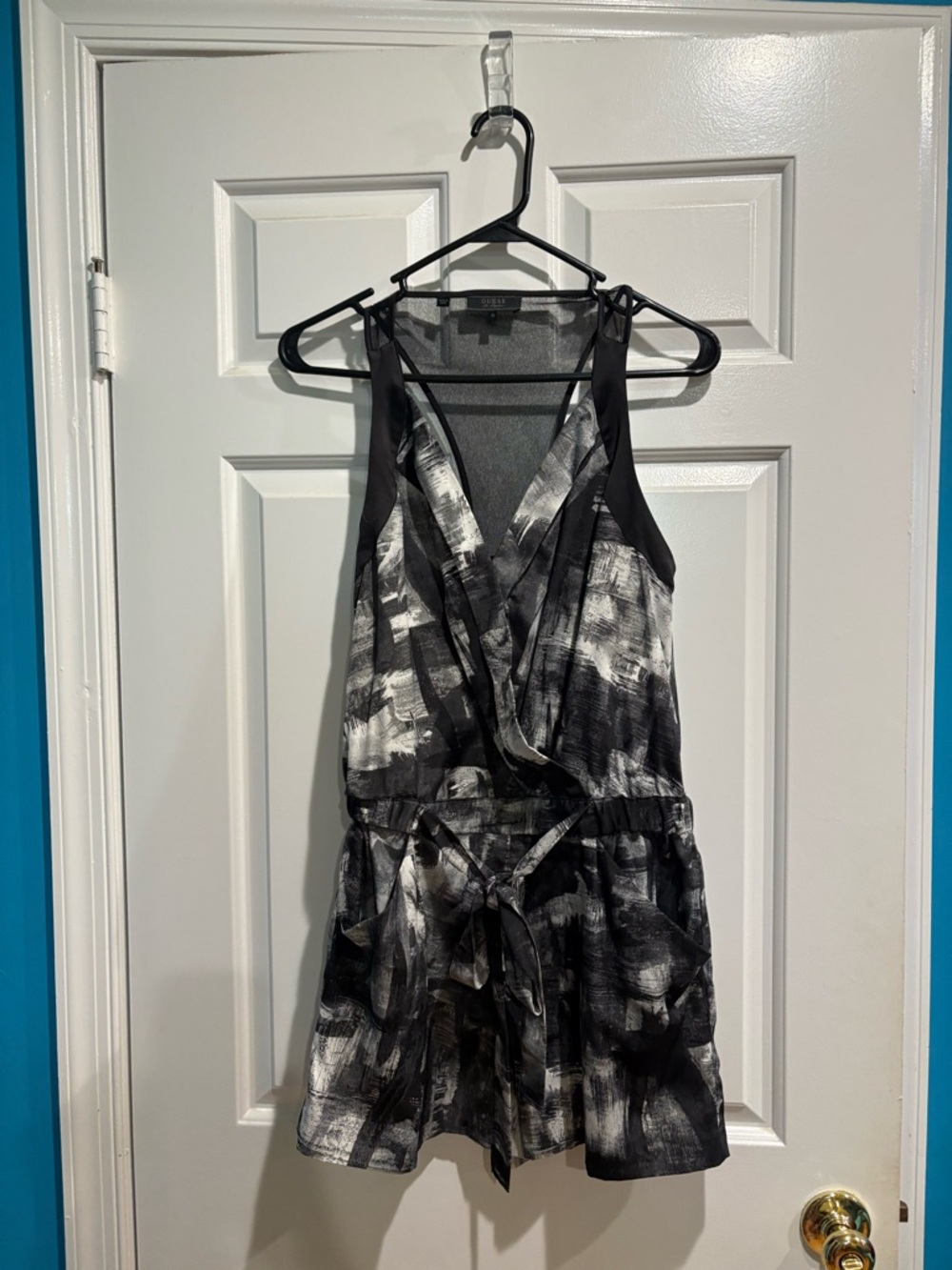 Guess racerback shorts romper marbled black  white sz S